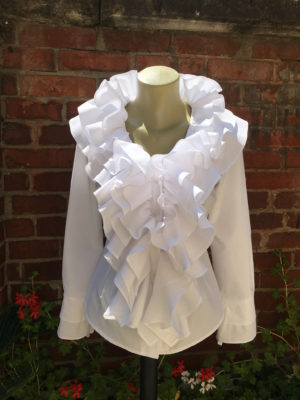 white ruffled cotton blouse