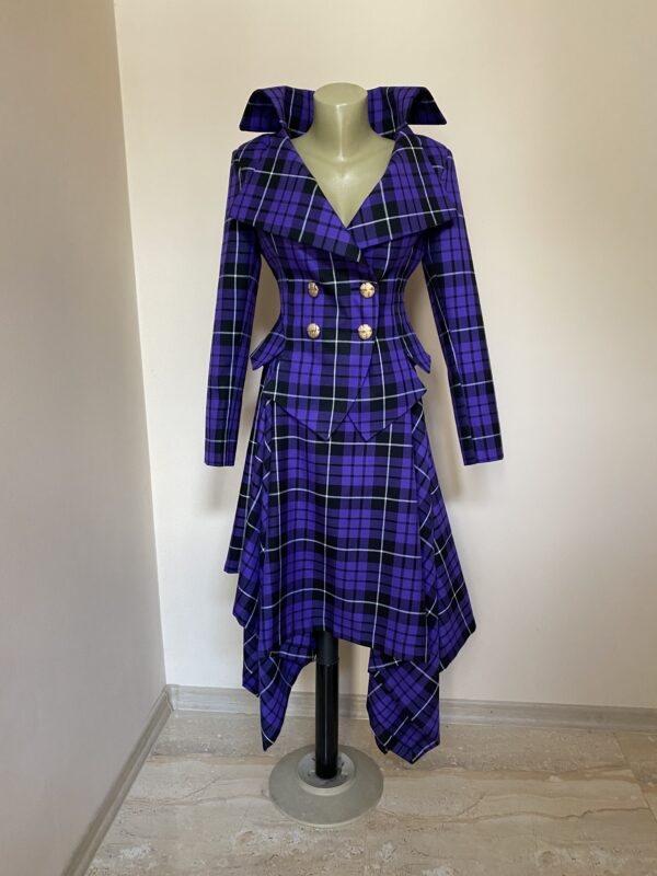 Purple tartan suit jacket