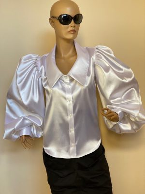 Formal white satin blouse
