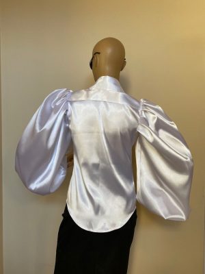 Formal white satin blouse