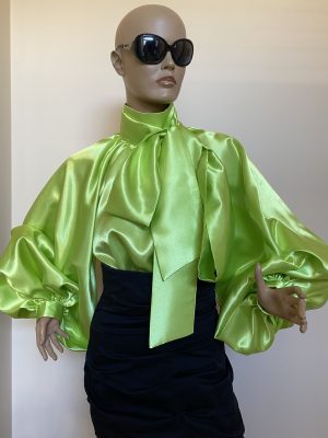 lime green satin blouse