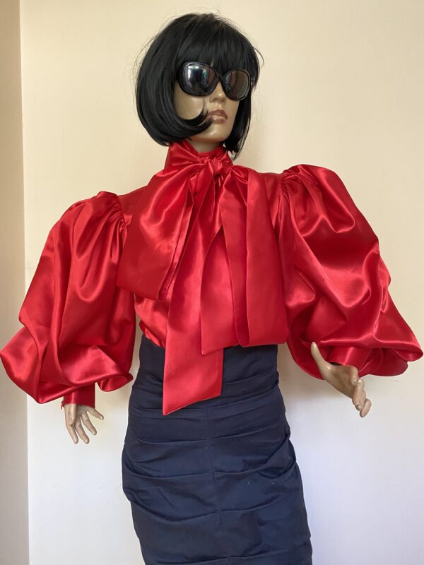 Red Formal Satin Blouse