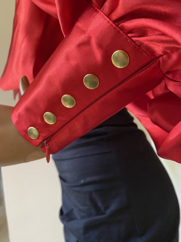 Red Formal Satin Blouse